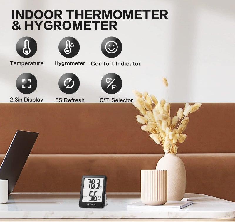 DOQAUS Humidity Meter, 2 Pack Room Thermometer Indoor, Hygrometer with 5s Fast Refresh, Temperature Humidity Monitor Meter for Baby Room, Living Room, Basement, Greenhouse, Office - Image 2